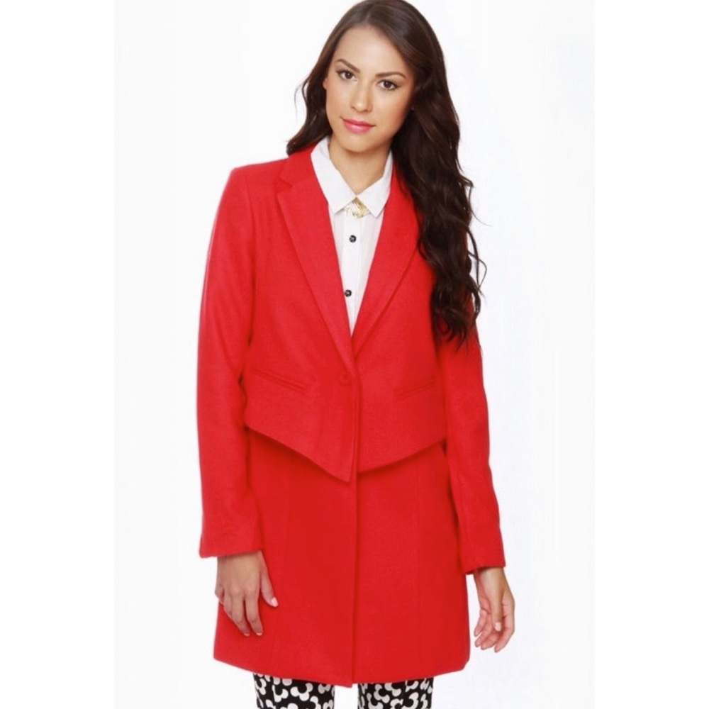 BB Dakota Coral Red Rynn Peacoat Jacket Womens Size XS